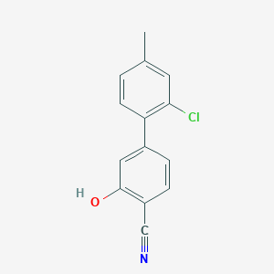 molecular formula C14H10ClNO B6376297 5-(2-Chloro-4-methylphenyl)-2-cyanophenol, 95% CAS No. 1261942-07-7