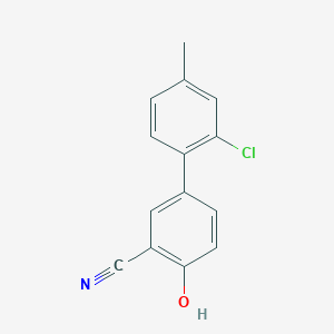 molecular formula C14H10ClNO B6376303 4-(2-Chloro-4-methylphenyl)-2-cyanophenol, 95% CAS No. 1262003-40-6