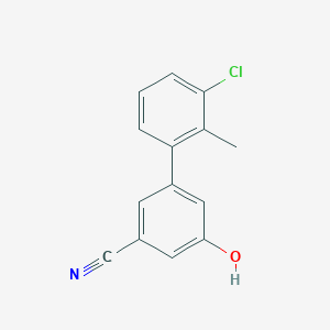 molecular formula C14H10ClNO B6376319 5-(3-Chloro-2-methylphenyl)-3-cyanophenol, 95% CAS No. 1262003-42-8
