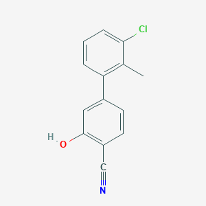 molecular formula C14H10ClNO B6376321 5-(3-Chloro-2-methylphenyl)-2-cyanophenol, 95% CAS No. 1262000-38-3