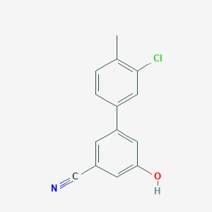 molecular formula C14H10ClNO B6376325 5-(3-Chloro-4-methylphenyl)-3-cyanophenol, 95% CAS No. 1261894-78-3
