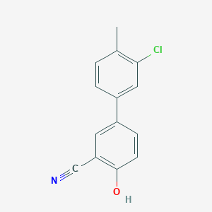 molecular formula C14H10ClNO B6376330 4-(3-Chloro-4-methylphenyl)-2-cyanophenol, 95% CAS No. 1261919-13-4