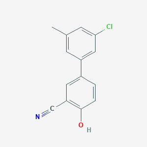 molecular formula C14H10ClNO B6376332 4-(3-Chloro-5-methylphenyl)-2-cyanophenol, 95% CAS No. 1262003-46-2