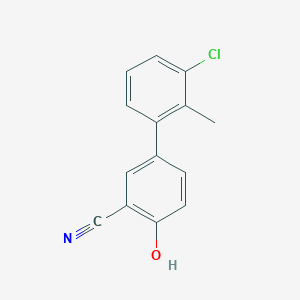 molecular formula C14H10ClNO B6376336 4-(3-Chloro-2-methylphenyl)-2-cyanophenol, 95% CAS No. 1261942-11-3