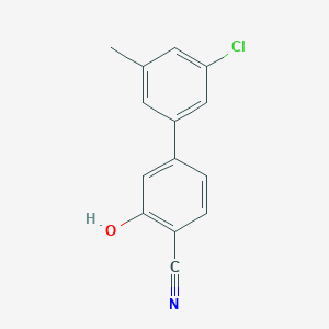 molecular formula C14H10ClNO B6376344 5-(3-Chloro-5-methylphenyl)-2-cyanophenol, 95% CAS No. 1261952-67-3