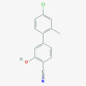 molecular formula C14H10ClNO B6376360 5-(4-Chloro-2-methylphenyl)-2-cyanophenol, 95% CAS No. 1261919-14-5