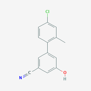 molecular formula C14H10ClNO B6376363 5-(4-Chloro-2-methylphenyl)-3-cyanophenol, 95% CAS No. 1262003-50-8