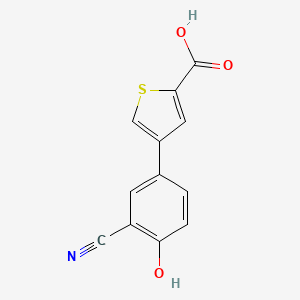 molecular formula C12H7NO3S B6376372 4-(2-Carboxythiophene-4-yl)-2-cyanophenol, 95% CAS No. 1262000-46-3
