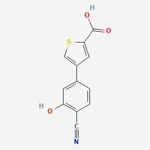molecular formula C12H7NO3S B6376378 5-(2-Carboxythiophene-4-yl)-2-cyanophenol, 95% CAS No. 1262000-54-3