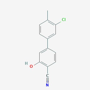 molecular formula C14H10ClNO B6376389 5-(3-Chloro-4-methylphenyl)-2-cyanophenol, 95% CAS No. 1261975-39-6