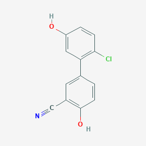 molecular formula C13H8ClNO2 B6376399 4-(2-Chloro-5-hydroxyphenyl)-2-cyanophenol, 95% CAS No. 1261894-93-2