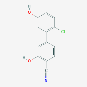 molecular formula C13H8ClNO2 B6376406 5-(2-Chloro-5-hydroxyphenyl)-2-cyanophenol, 95% CAS No. 1261932-19-7