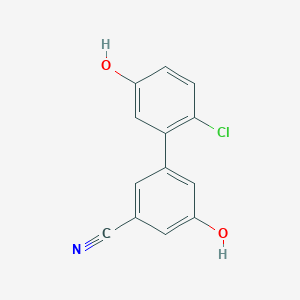 molecular formula C13H8ClNO2 B6376418 5-(2-Chloro-5-hydroxyphenyl)-3-cyanophenol, 95% CAS No. 1261932-32-4