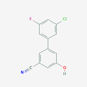 molecular formula C13H7ClFNO B6376424 5-(3-Chloro-5-fluorophenyl)-3-cyanophenol, 95% CAS No. 1261985-76-5