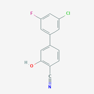 molecular formula C13H7ClFNO B6376426 5-(3-Chloro-5-fluorophenyl)-2-cyanophenol, 95% CAS No. 1261901-23-8