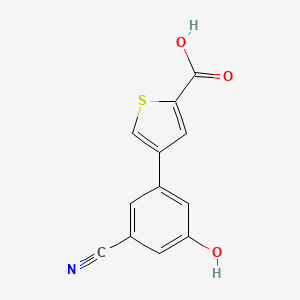 molecular formula C12H7NO3S B6376434 5-(2-Carboxythiophene-4-yl)-3-cyanophenol, 95% CAS No. 1261932-14-2