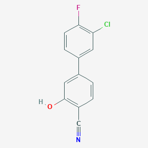 molecular formula C13H7ClFNO B6376442 5-(3-Chloro-4-fluorophenyl)-2-cyanophenol, 95% CAS No. 1261975-50-1