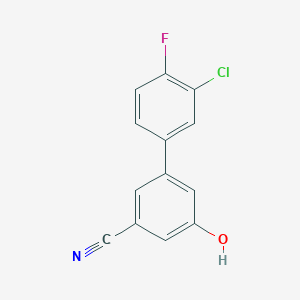 molecular formula C13H7ClFNO B6376453 5-(3-Chloro-4-fluorophenyl)-3-cyanophenol, 95% CAS No. 1262000-61-2