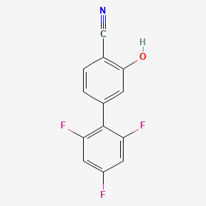 molecular formula C13H6F3NO B6376462 2-Cyano-5-(2,4,6-trifluorophenyl)phenol, 95% CAS No. 1262000-68-9