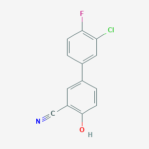 molecular formula C13H7ClFNO B6376470 4-(3-Chloro-4-fluorophenyl)-2-cyanophenol, 95% CAS No. 1261891-58-0