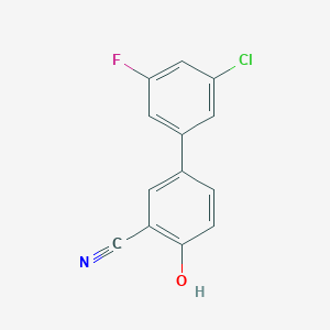 molecular formula C13H7ClFNO B6376479 4-(3-Chloro-5-fluorophenyl)-2-cyanophenol, 95% CAS No. 1261975-45-4