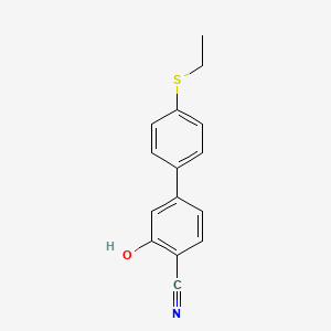 molecular formula C15H13NOS B6376648 2-Cyano-5-(4-ethylthiophenyl)phenol, 95% CAS No. 1262000-85-0