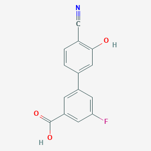 molecular formula C14H8FNO3 B6376667 5-(3-Carboxy-5-fluorophenyl)-2-cyanophenol, 95% CAS No. 1261953-84-7