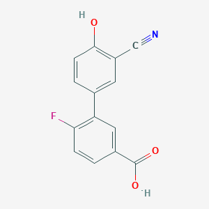 molecular formula C14H8FNO3 B6376677 4-(5-Carboxy-2-fluorophenyl)-2-cyanophenol, 95% CAS No. 1261889-71-7