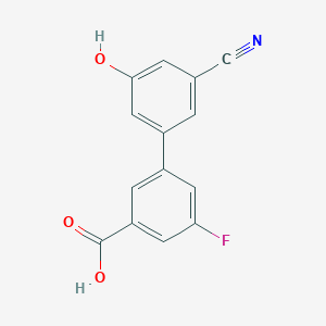 molecular formula C14H8FNO3 B6376679 5-(3-Carboxy-5-fluorophenyl)-3-cyanophenol, 95% CAS No. 1261889-66-0