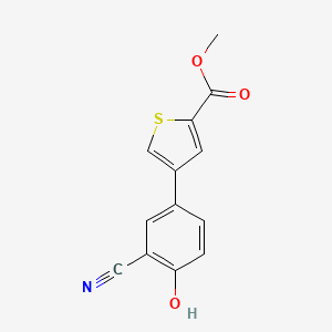 molecular formula C13H9NO3S B6376704 2-Cyano-4-[5-(methoxycarbonyl)thiophen-3-yl]phenol, 95% CAS No. 1262000-96-3