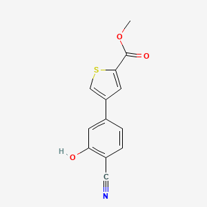 molecular formula C13H9NO3S B6376708 2-Cyano-5-[5-(methoxycarbonyl)thiophen-3-yl]phenol, 95% CAS No. 1261929-45-6