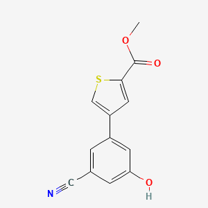 molecular formula C13H9NO3S B6376729 3-Cyano-5-[5-(methoxycarbonyl)thiophen-3-yl]phenol, 95% CAS No. 1261986-29-1