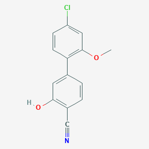 molecular formula C14H10ClNO2 B6376745 5-(4-Chloro-2-methoxyphenyl)-2-cyanophenol, 95% CAS No. 1261889-77-3