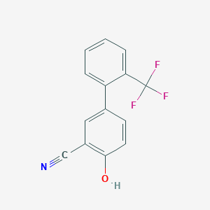 molecular formula C14H8F3NO B6376762 2-Cyano-4-(2-trifluoromethylphenyl)phenol, 95% CAS No. 1261741-85-8