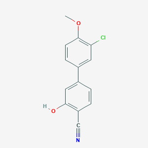 molecular formula C14H10ClNO2 B6376783 5-(3-Chloro-4-methoxyphenyl)-2-cyanophenol, 95% CAS No. 1261968-47-1