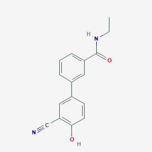 molecular formula C16H14N2O2 B6376914 2-Cyano-4-[3-(N-ethylaminocarbonyl)phenyl]phenol, 95% CAS No. 1261952-85-5