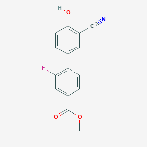 molecular formula C15H10FNO3 B6376925 2-Cyano-4-(2-fluoro-4-methoxycarbonylphenyl)phenol, 95% CAS No. 1261929-58-1