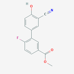 molecular formula C15H10FNO3 B6376930 2-Cyano-4-(2-fluoro-5-methoxycarbonylphenyl)phenol, 95% CAS No. 1261918-24-4