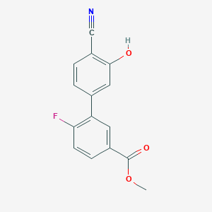 molecular formula C15H10FNO3 B6376939 2-Cyano-5-(2-fluoro-5-methoxycarbonylphenyl)phenol, 95% CAS No. 1261889-94-4