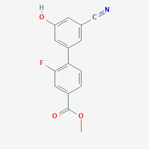 molecular formula C15H10FNO3 B6376940 3-Cyano-5-(2-fluoro-4-methoxycarbonylphenyl)phenol, 95% CAS No. 1261942-31-7