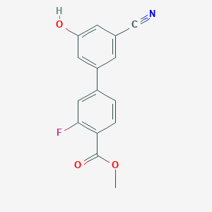 molecular formula C15H10FNO3 B6376944 3-Cyano-5-(3-fluoro-4-methoxycarbonylphenyl)phenol, 95% CAS No. 1261929-61-6