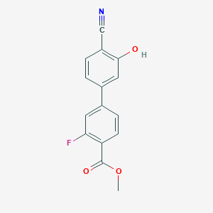 molecular formula C15H10FNO3 B6376948 2-Cyano-5-(3-fluoro-4-methoxycarbonylphenyl)phenol, 95% CAS No. 1261894-97-6