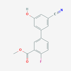 molecular formula C15H10FNO3 B6376964 3-Cyano-5-(4-fluoro-3-methoxycarbonylphenyl)phenol, 95% CAS No. 1261918-35-7