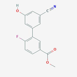 molecular formula C15H10FNO3 B6376968 3-Cyano-5-(2-fluoro-5-methoxycarbonylphenyl)phenol, 95% CAS No. 1261986-75-7