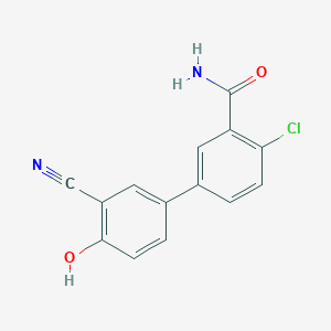 molecular formula C14H9ClN2O2 B6376982 4-(3-Carbamoyl-4-chlorophenyl)-2-cyanophenol, 95% CAS No. 1261952-98-0