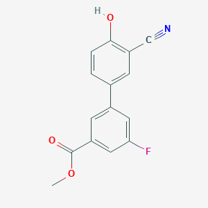 molecular formula C15H10FNO3 B6376985 2-Cyano-4-(3-fluoro-5-methoxycarbonylphenyl)phenol, 95% CAS No. 1261918-27-7