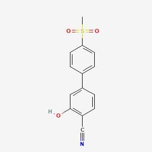 molecular formula C14H11NO3S B6376990 2-Cyano-5-(4-methylsulfonylphenyl)phenol, 95% CAS No. 1261994-20-0