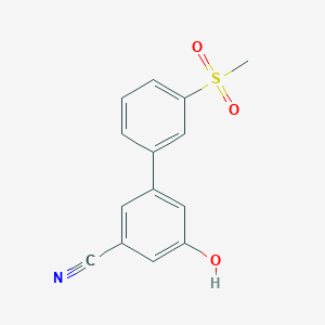 molecular formula C14H11NO3S B6376995 3-Cyano-5-(3-methylsulfonylphenyl)phenol, 95% CAS No. 1261942-36-2