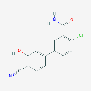 molecular formula C14H9ClN2O2 B6377002 5-(3-Carbamoyl-4-chlorophenyl)-2-cyanophenol, 95% CAS No. 1261891-84-2