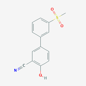 molecular formula C14H11NO3S B6377010 2-Cyano-4-(3-methylsulfonylphenyl)phenol, 95% CAS No. 1262001-08-0